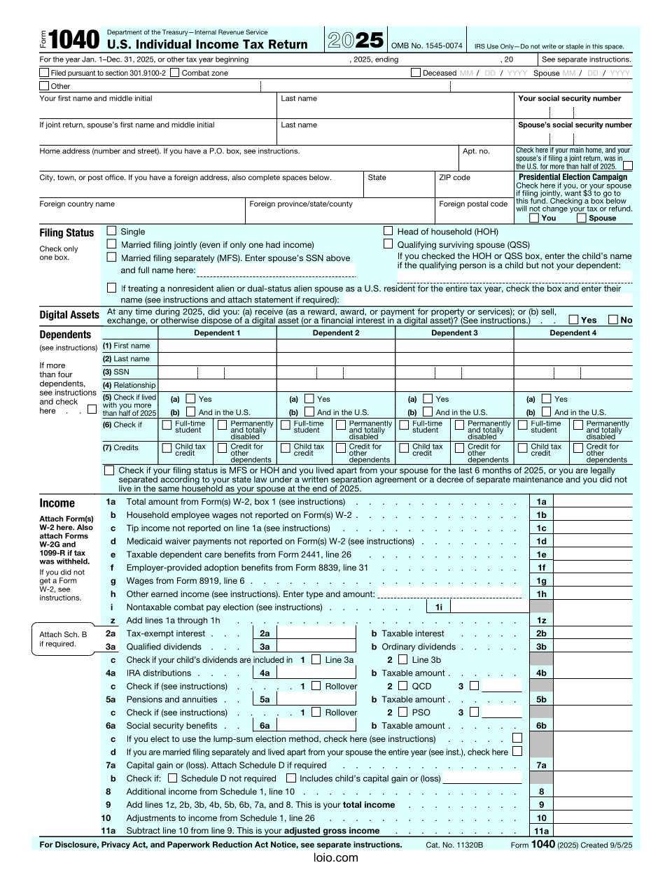 Form 1040 Page 1