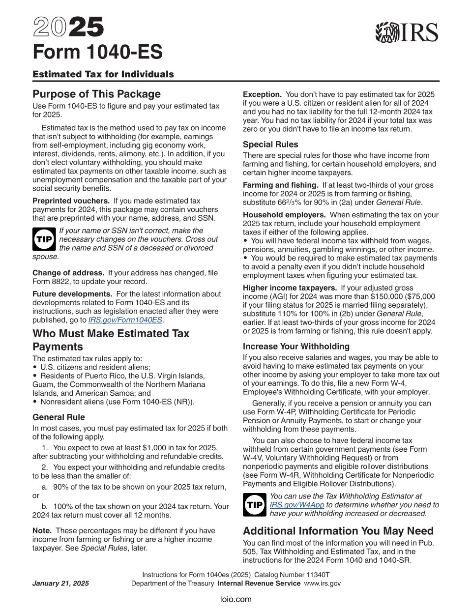 Form 1040-ES Page 1