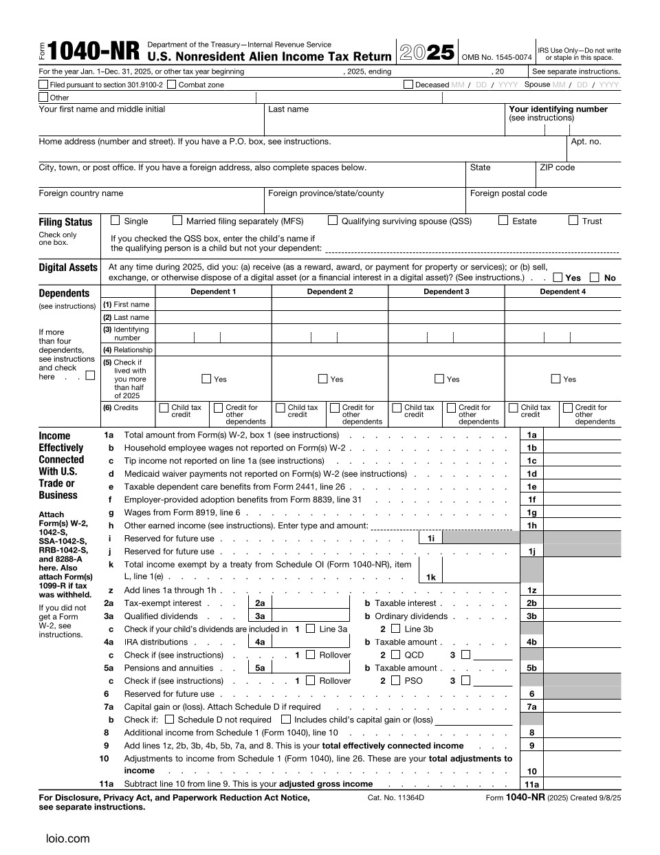 Form 1040-NR Page 1