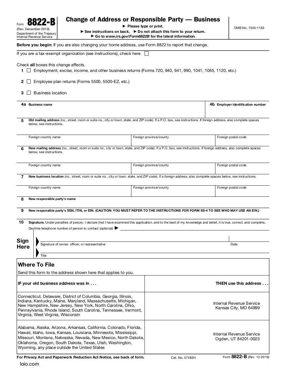 Form 8822-B Page 1