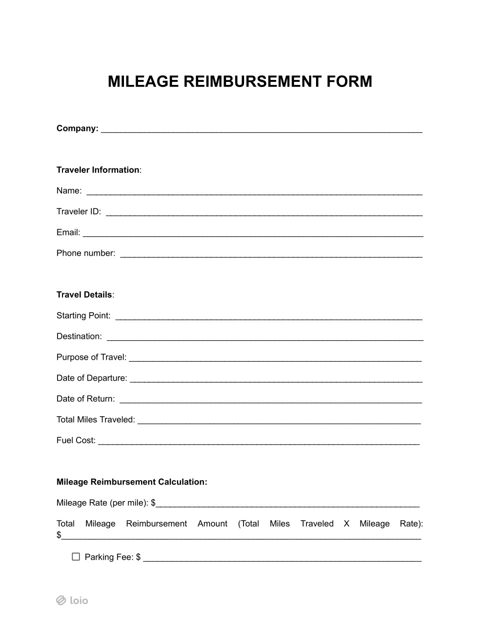 Free Mileage Reimbursement Form Template - Manage Travel Expenses