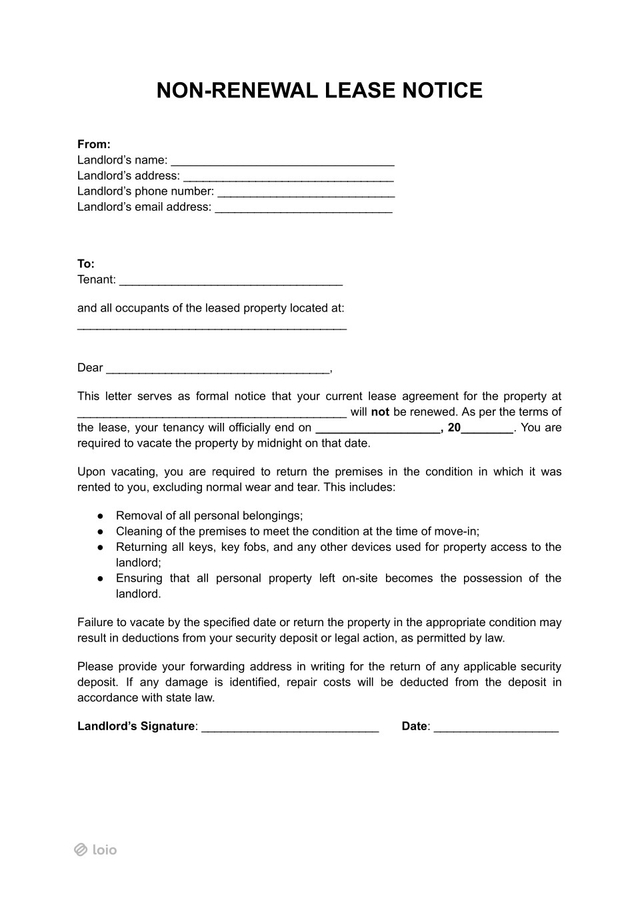 Free Non-Renewal Lease Letter Template: Guide & Samples