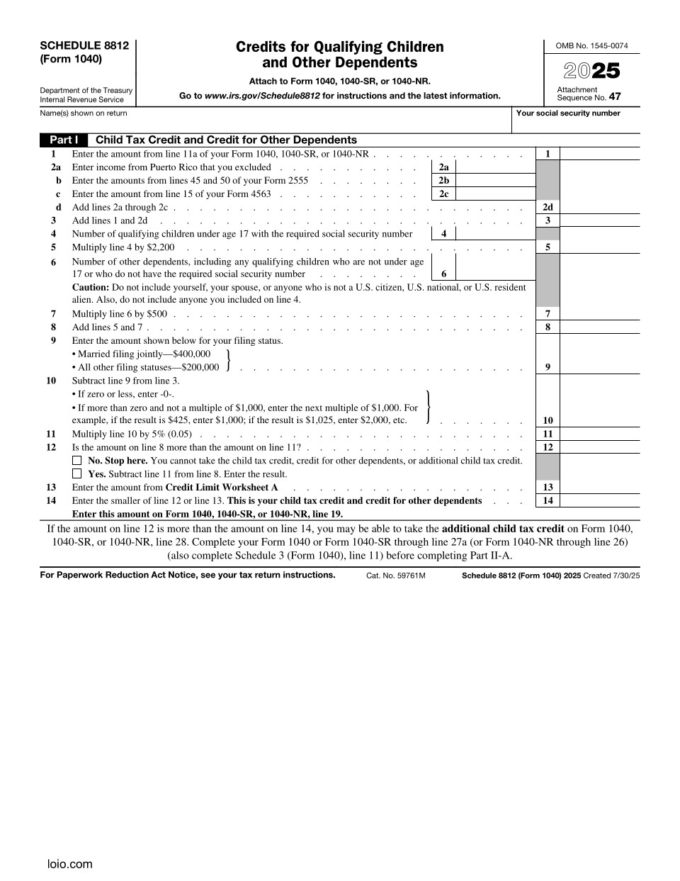 Schedule 8812 Page 1