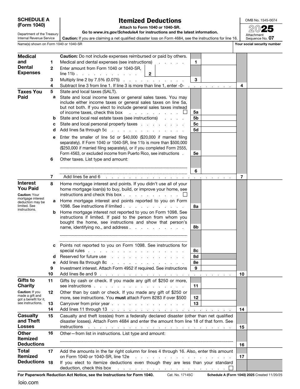 Schedule A Page 1