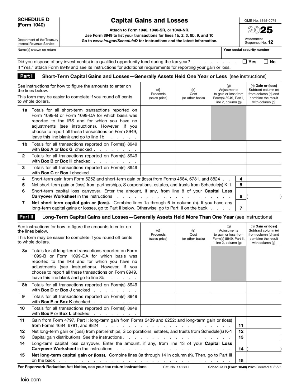 Schedule D Page 1