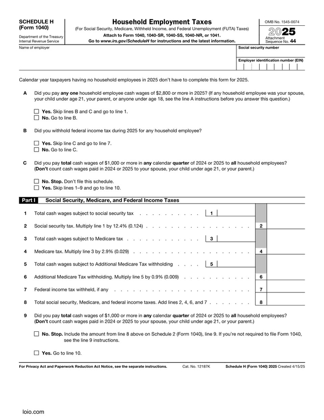 Free Schedule H: Report Household Employment Taxes Easily