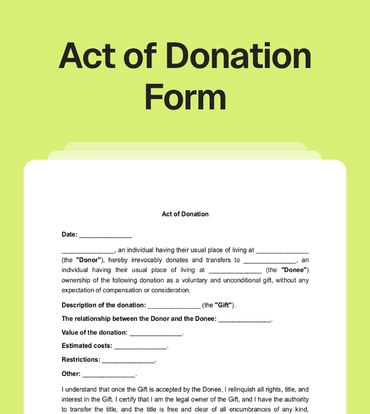 Act of Donation Form Preview