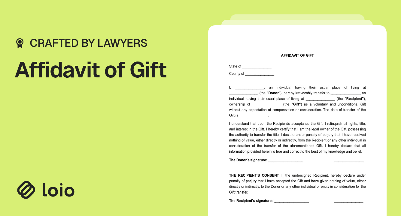 Affidavit of Gift Preview
