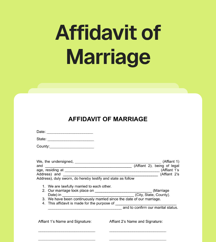 Affidavit of Marriage Preview