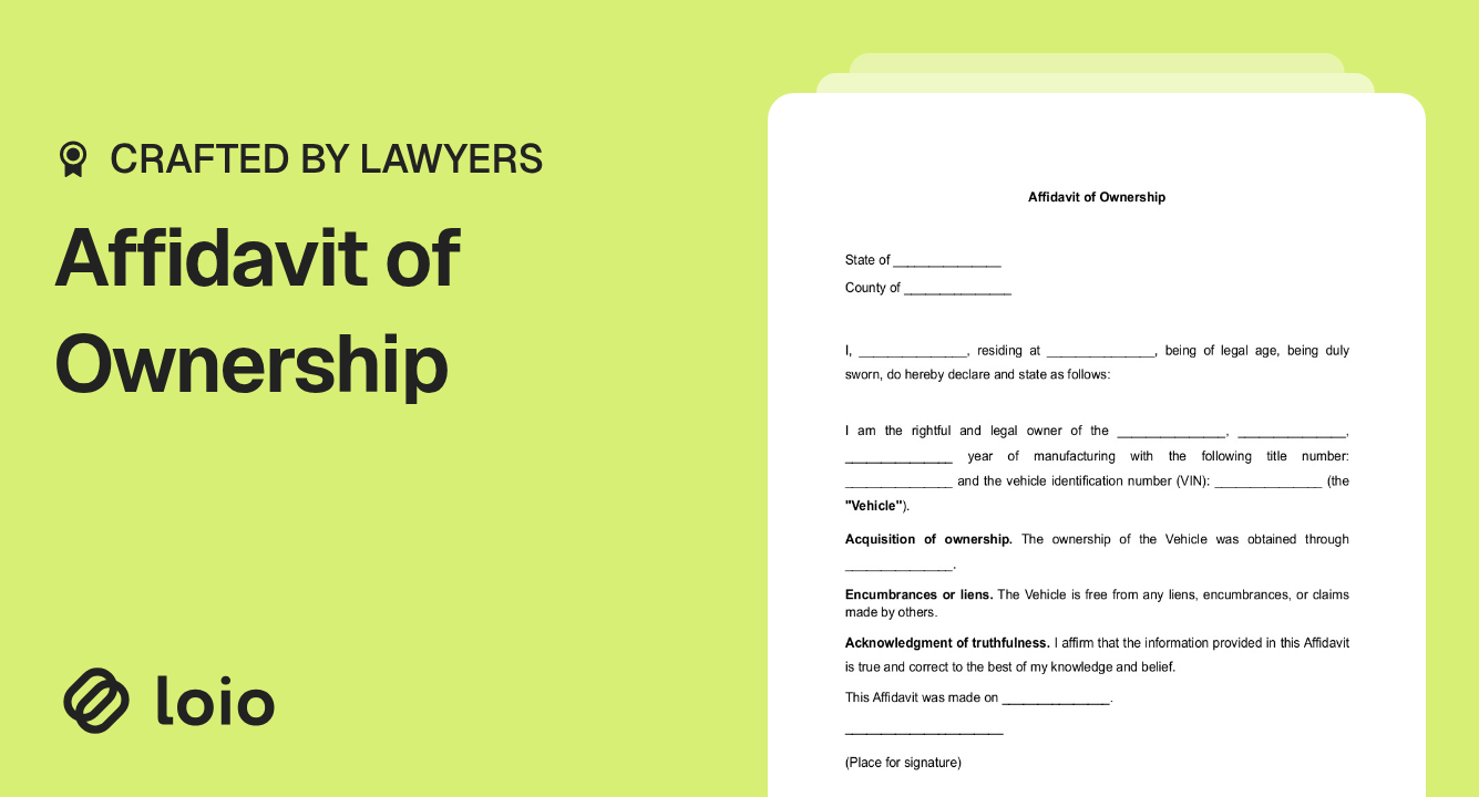 Affidavit of Ownership Preview