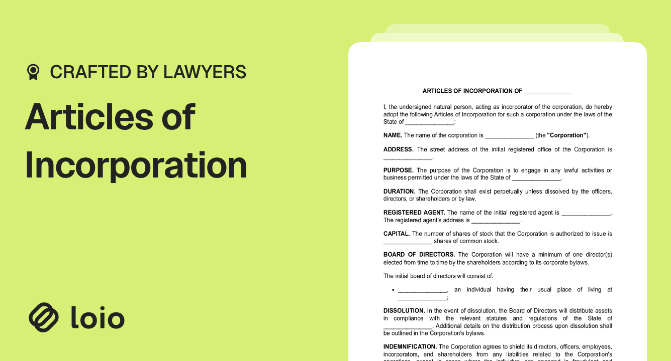 Articles of Incorporation Preview