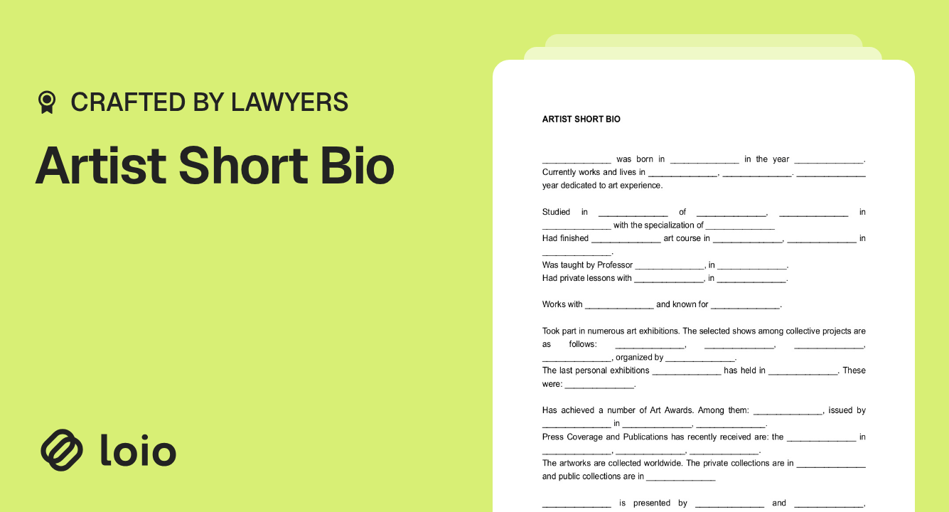 Artist Short Bio Preview
