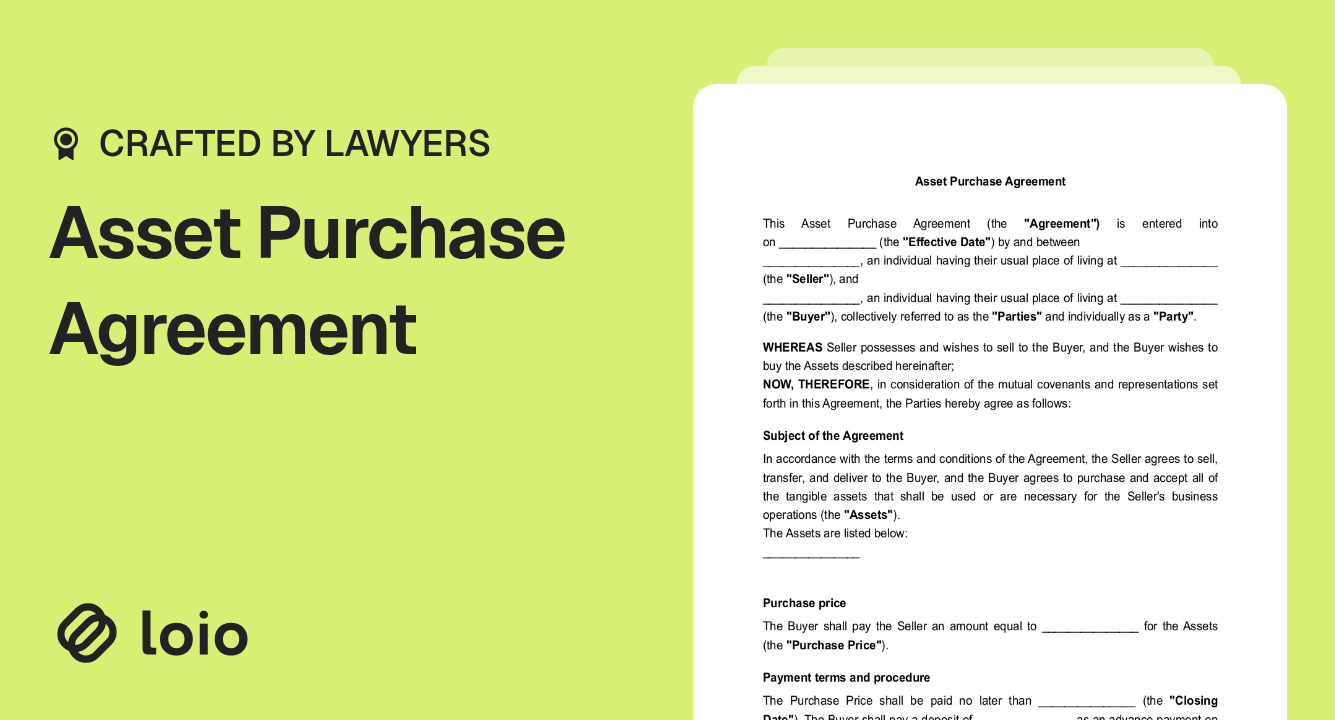 Asset Purchase Agreement Preview