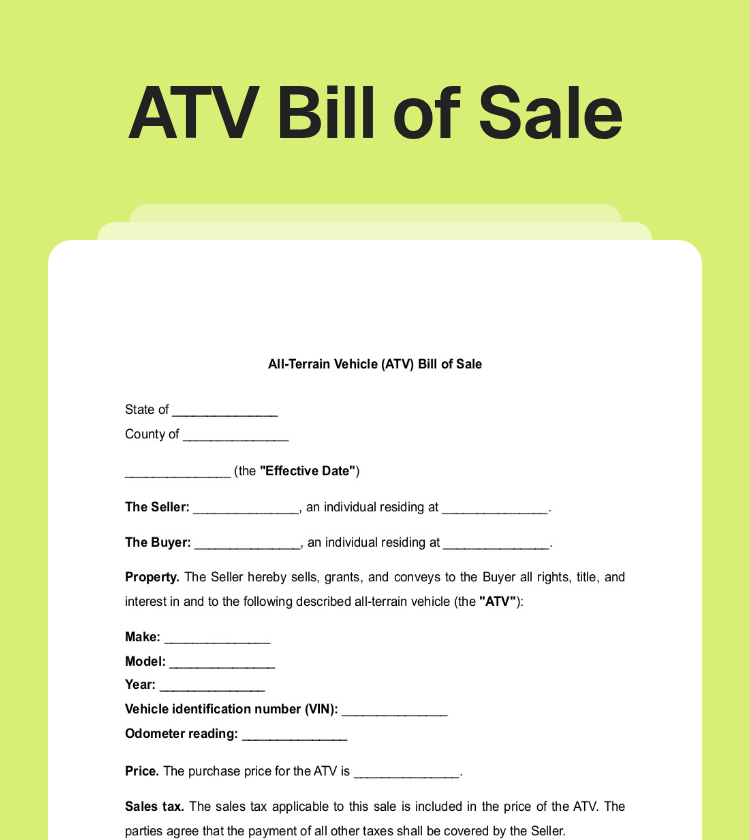 ATV Bill of Sale Preview