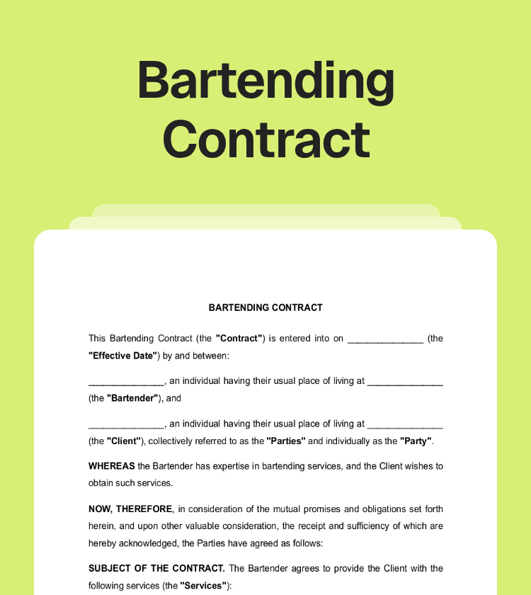 Bartending Contract Preview