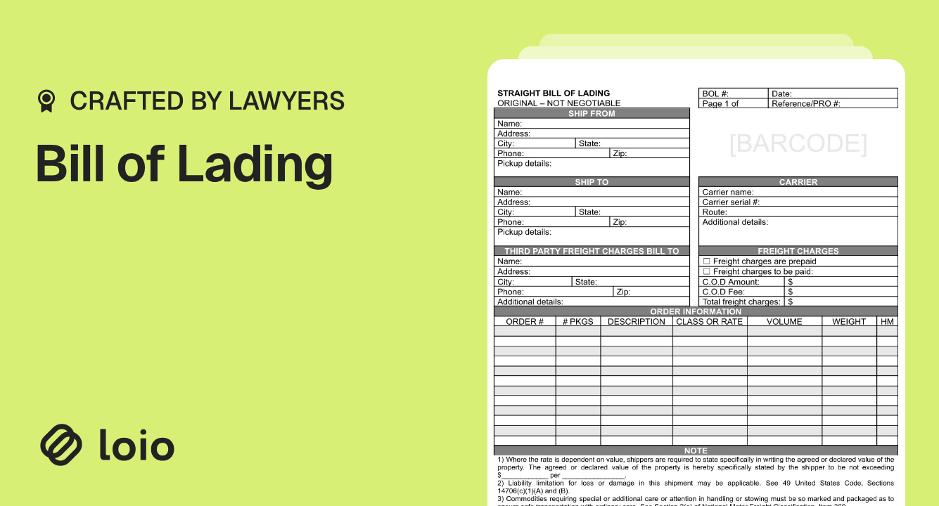 Bill of Lading Preview