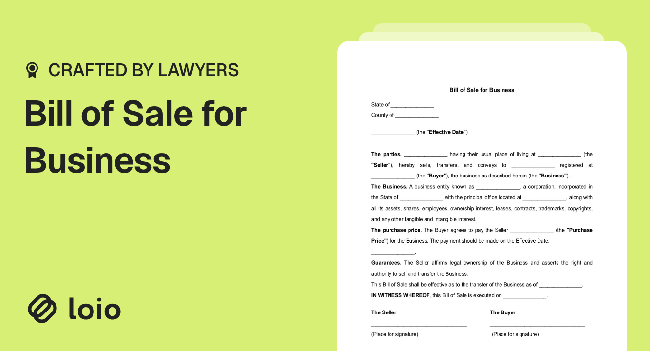 Bill of Sale for Business Preview