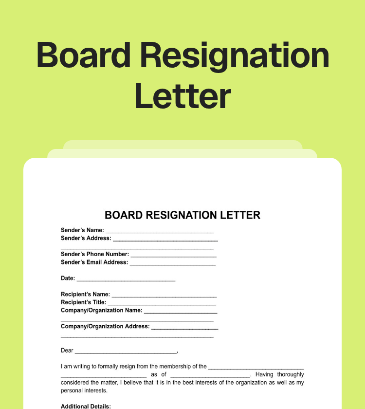 Board Resignation Letter Preview
