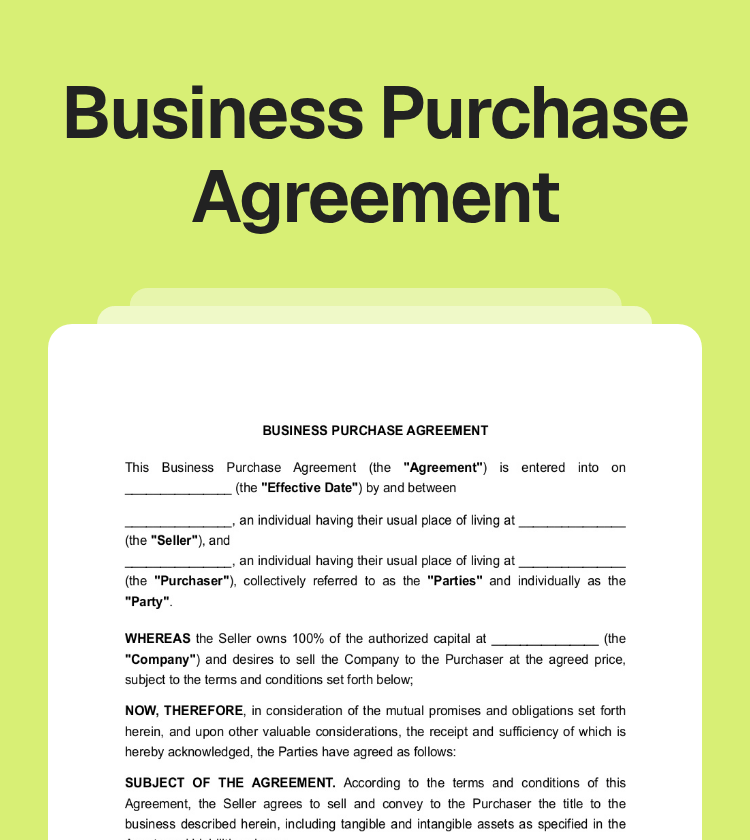 Business Purchase Agreement Preview
