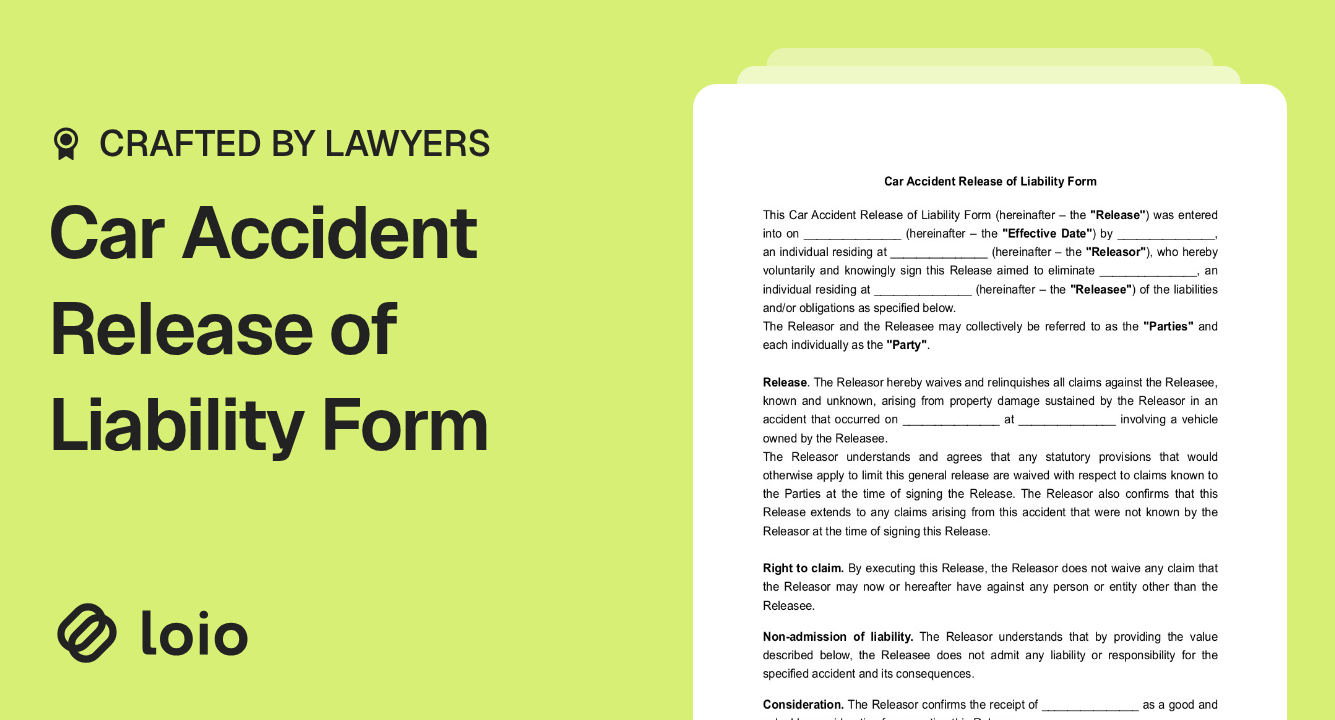 Car Accident Release of Liability Form Preview
