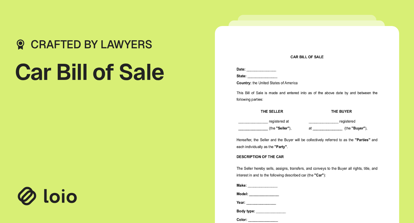 Car Bill of Sale Preview