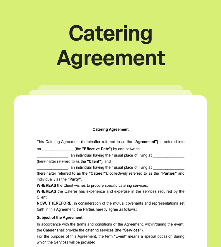 Catering Agreement Preview