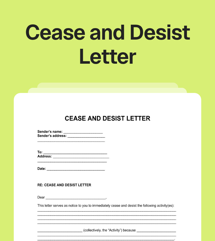 Cease and Desist Letter Preview