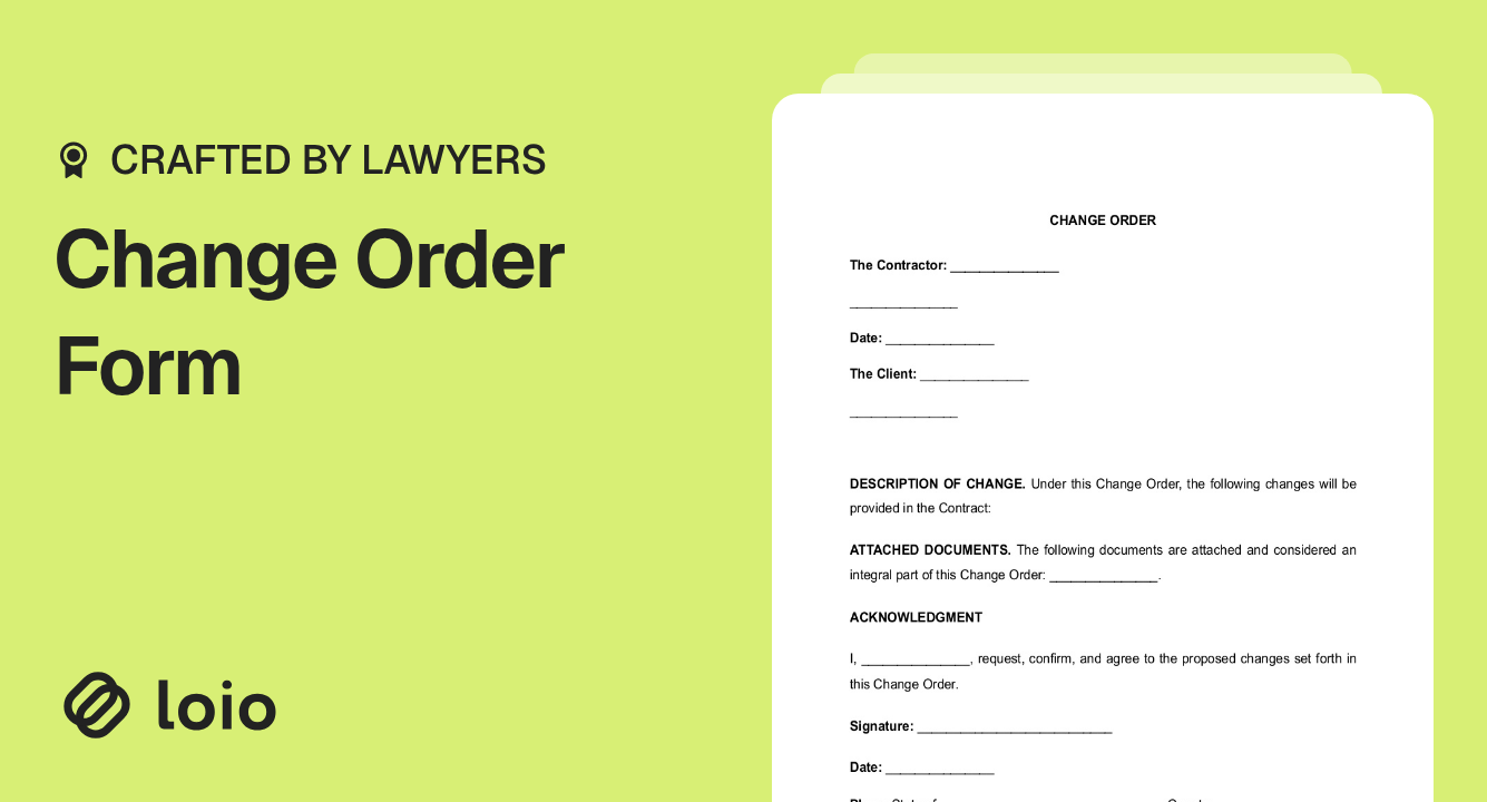Change Order Form Preview