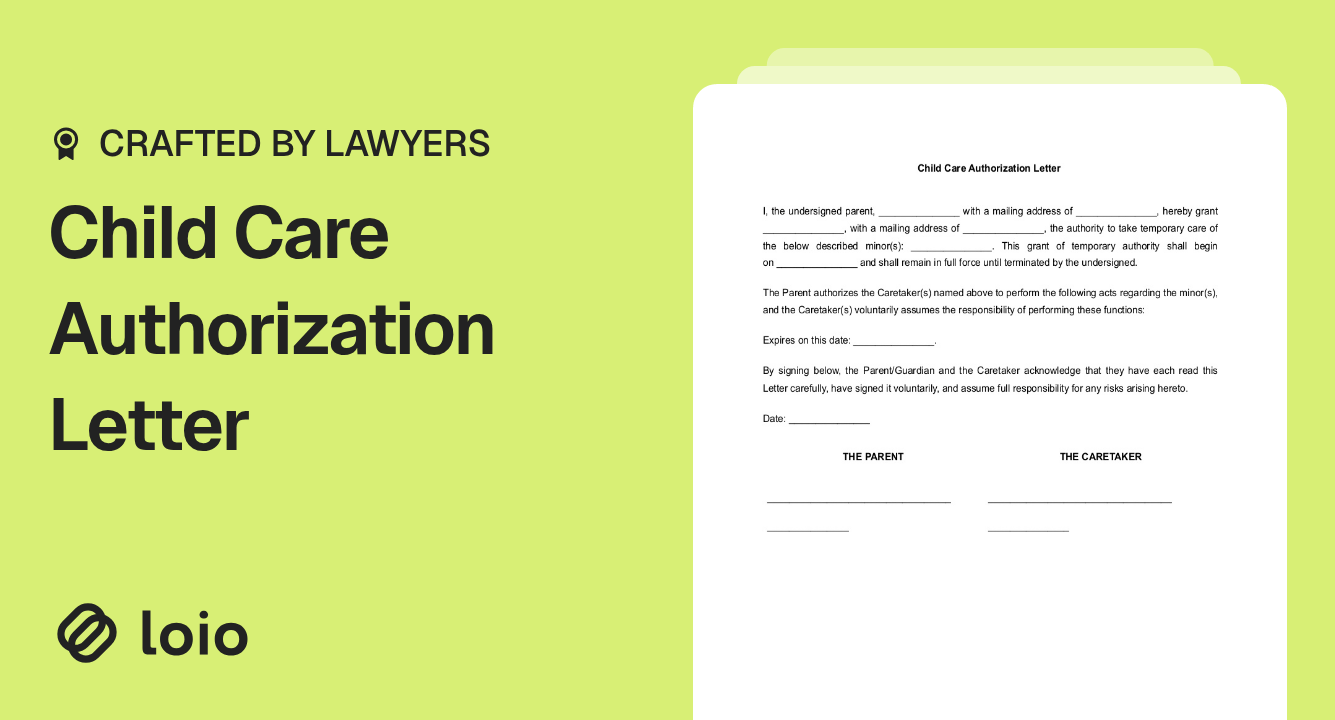 Child Care Authorization Letter Preview