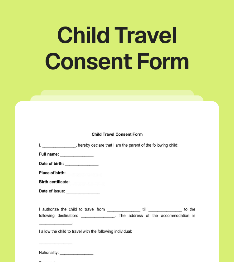 Child Travel Consent Form Preview