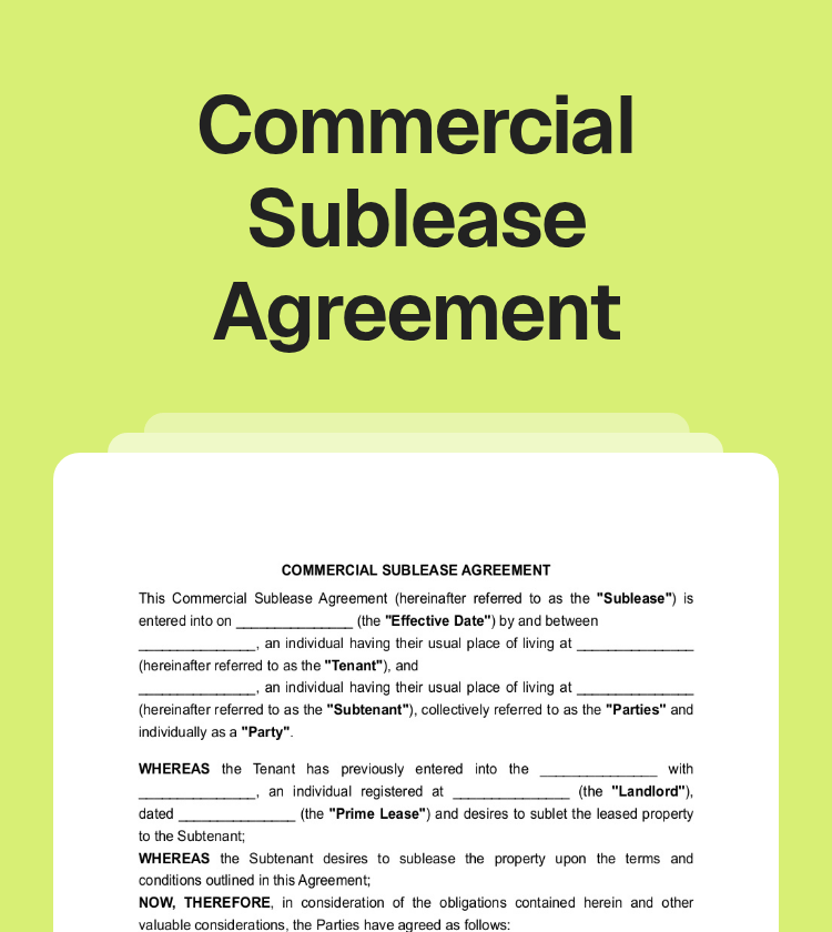 Commercial Sublease Agreement Preview