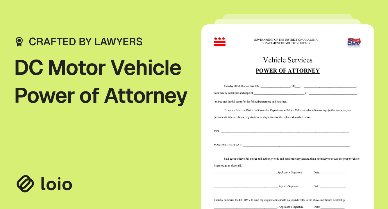 DC Motor Vehicle Power of Attorney Preview