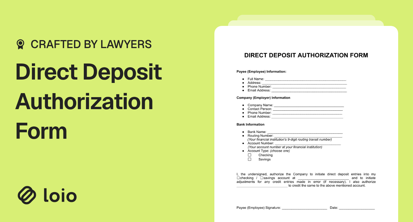 Direct Deposit Authorization Form Preview