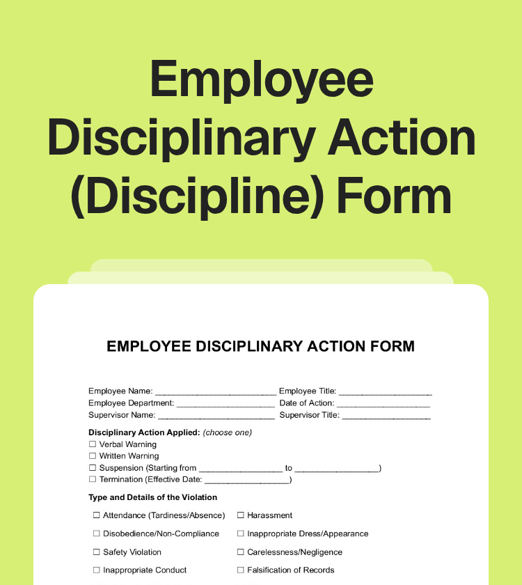 Employee Disciplinary Action (Discipline) Form Preview