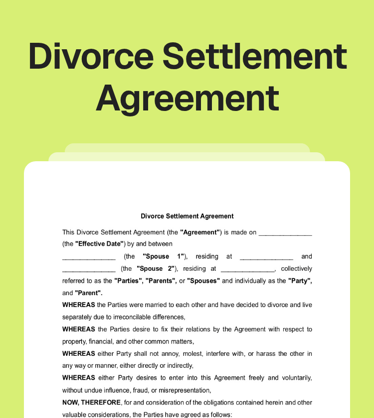 Divorce Settlement Agreement Preview