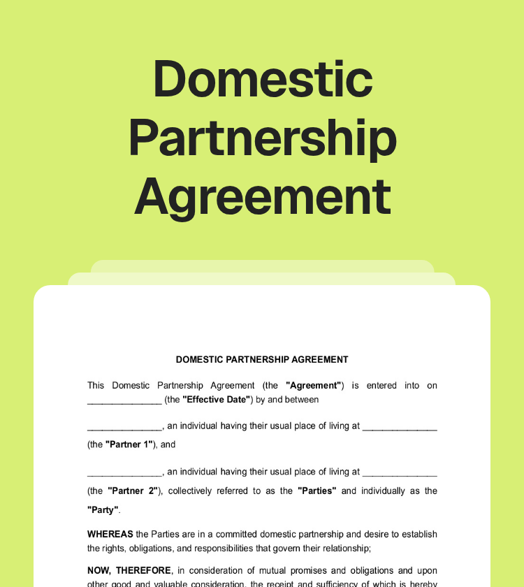Domestic Partnership Agreement Preview