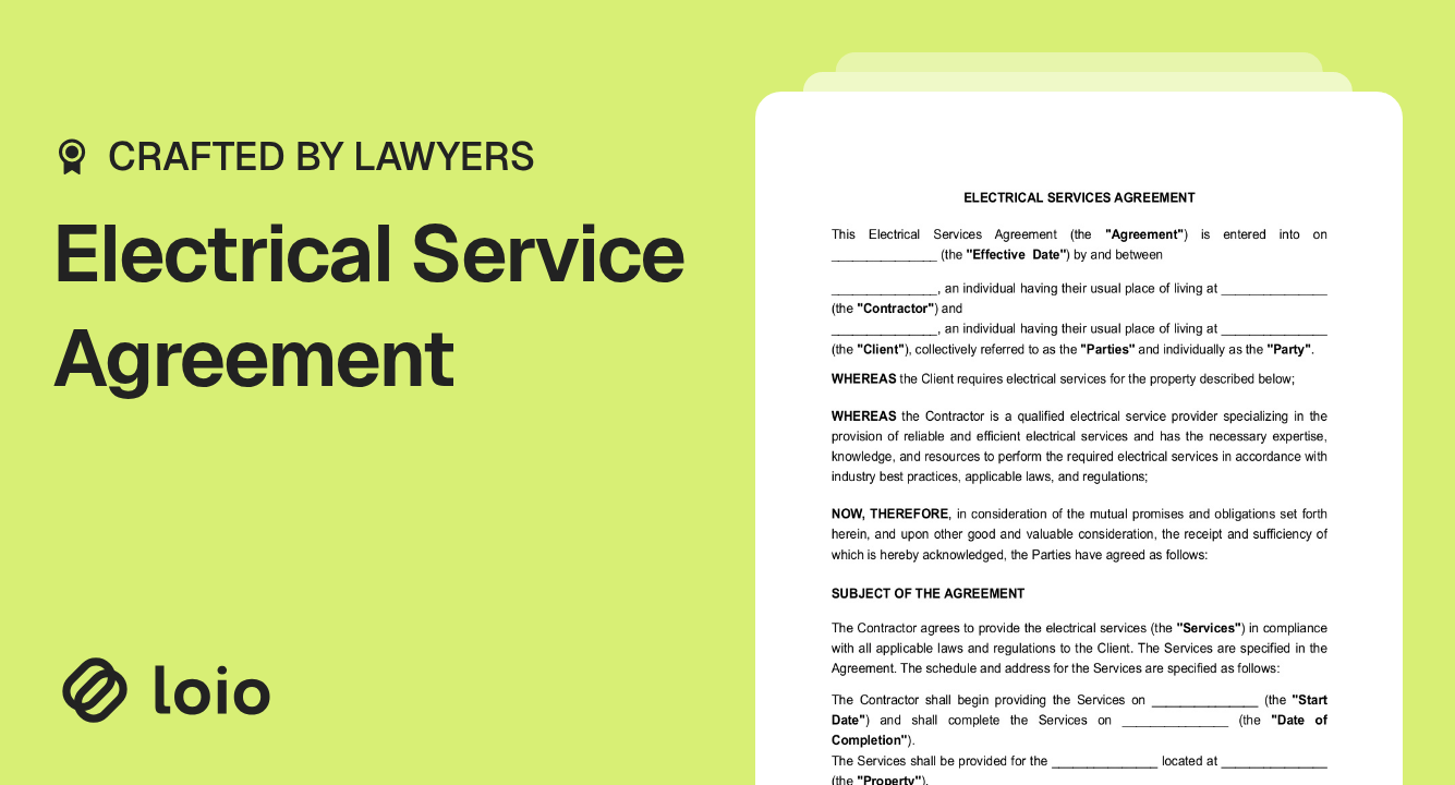 Electrical Service Agreement Preview