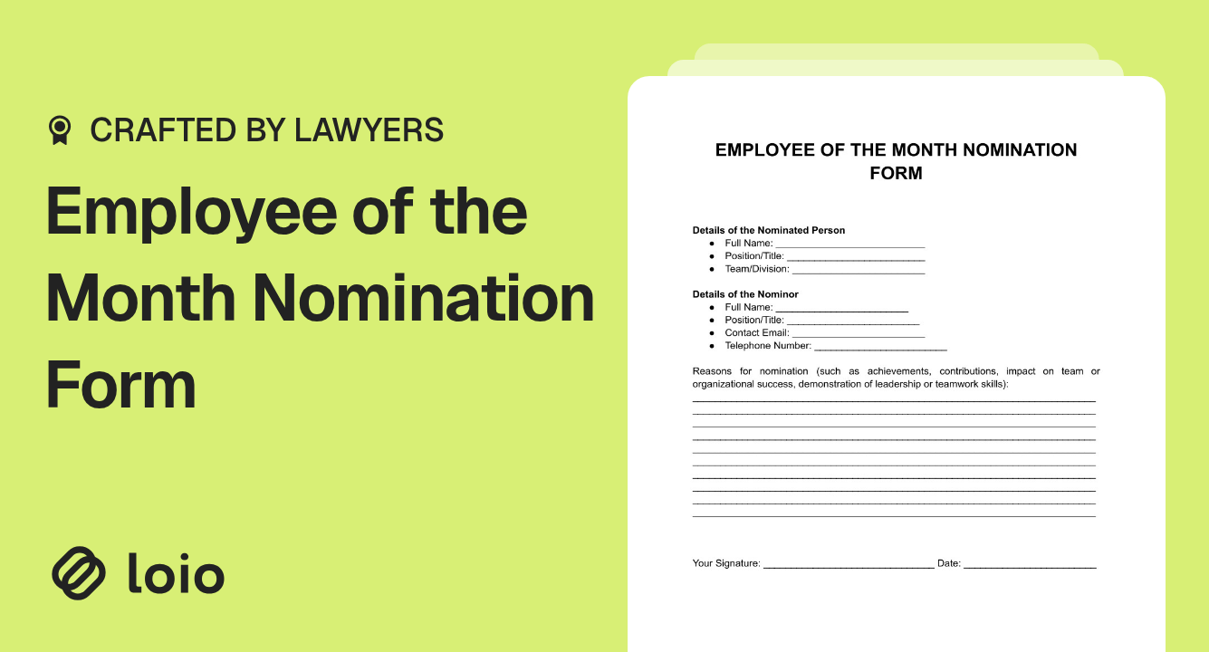 Employee of the Month Nomination Form Preview