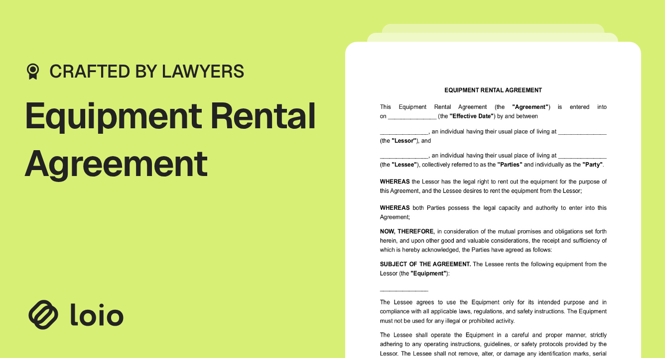 Equipment Rental Agreement Preview