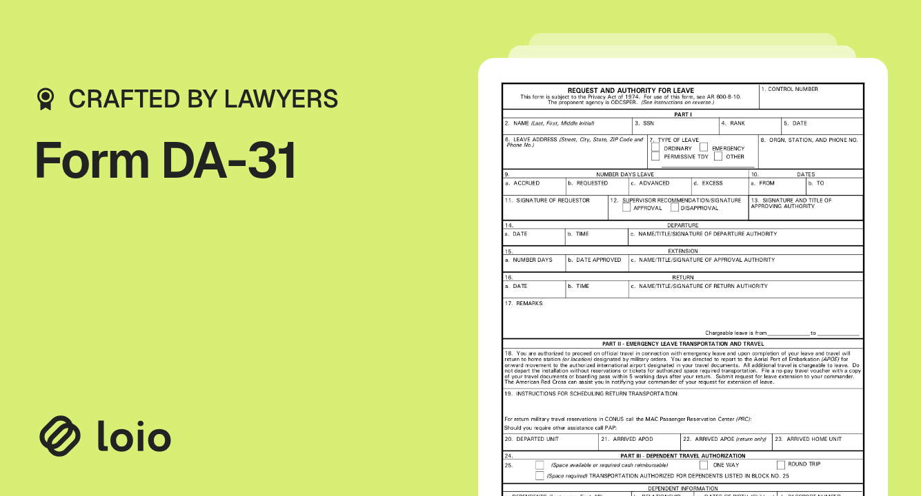 Form DA-31 Preview