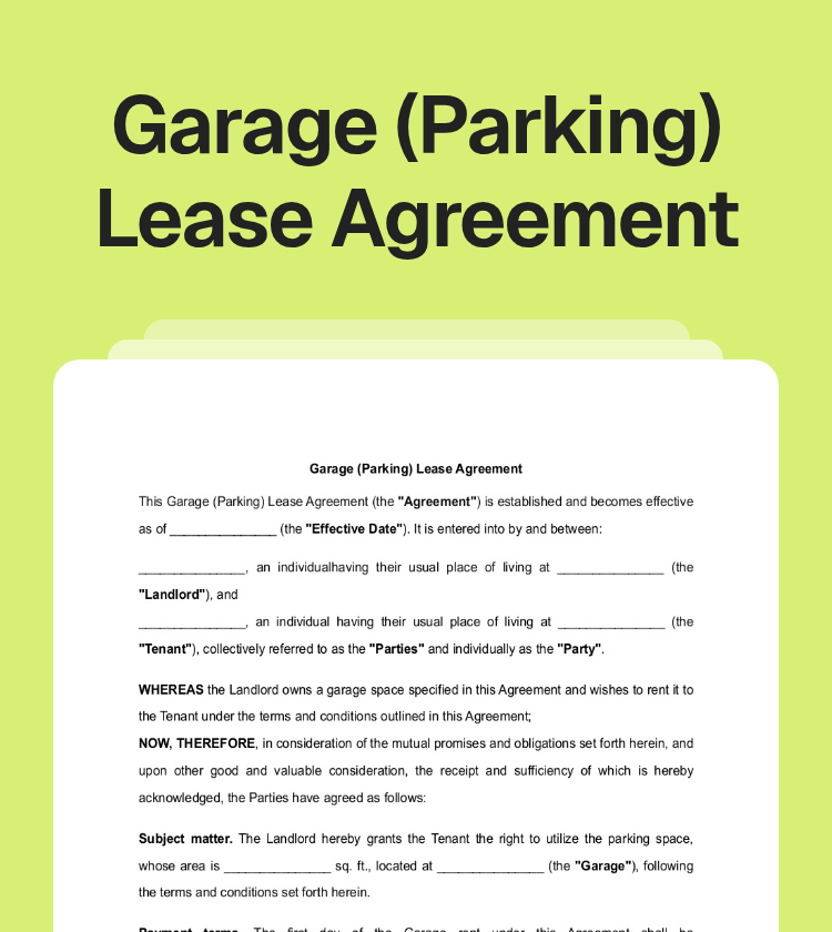 Garage (Parking) Lease Agreement Preview