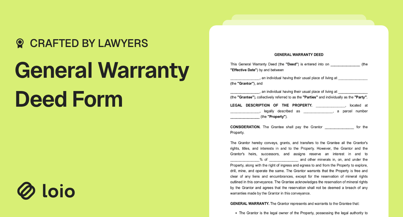 General Warranty Deed Form Preview