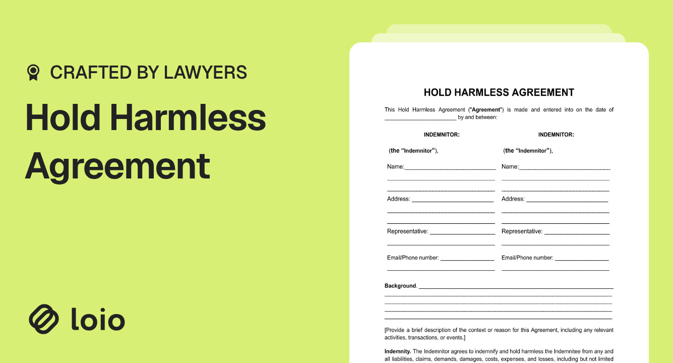 Hold Harmless Agreement Preview