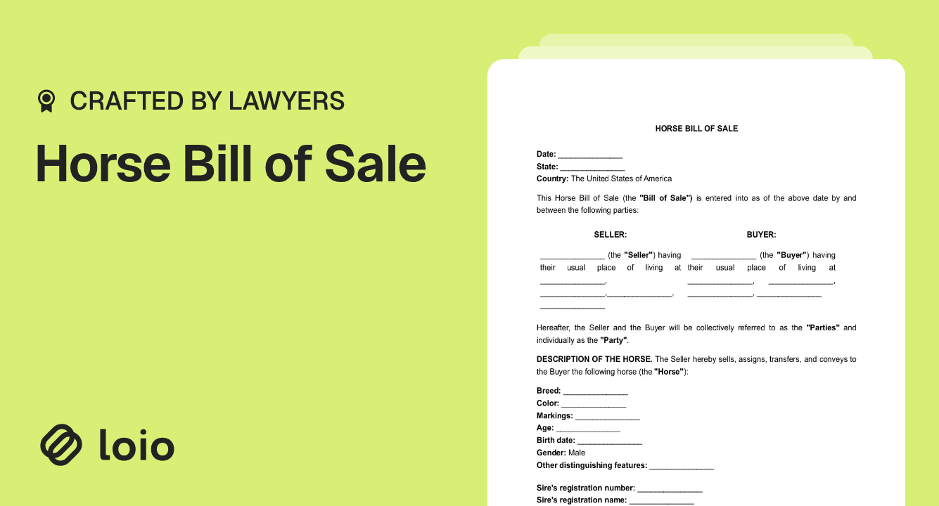 Horse Bill of Sale Preview