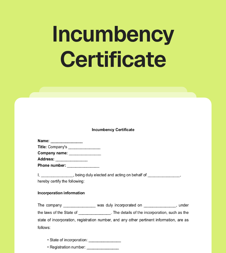 Incumbency Certificate Preview