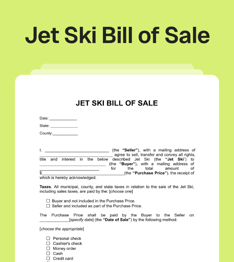 Jet Ski Bill of Sale Preview