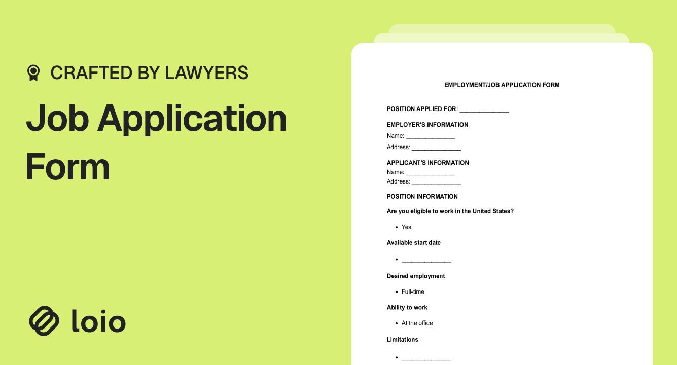 Job Application Form Preview