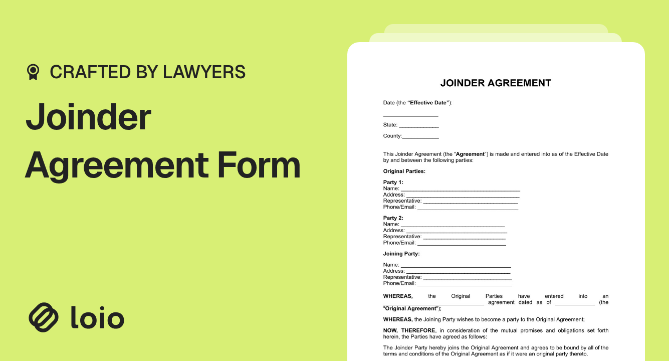 Joinder Agreement Form Preview