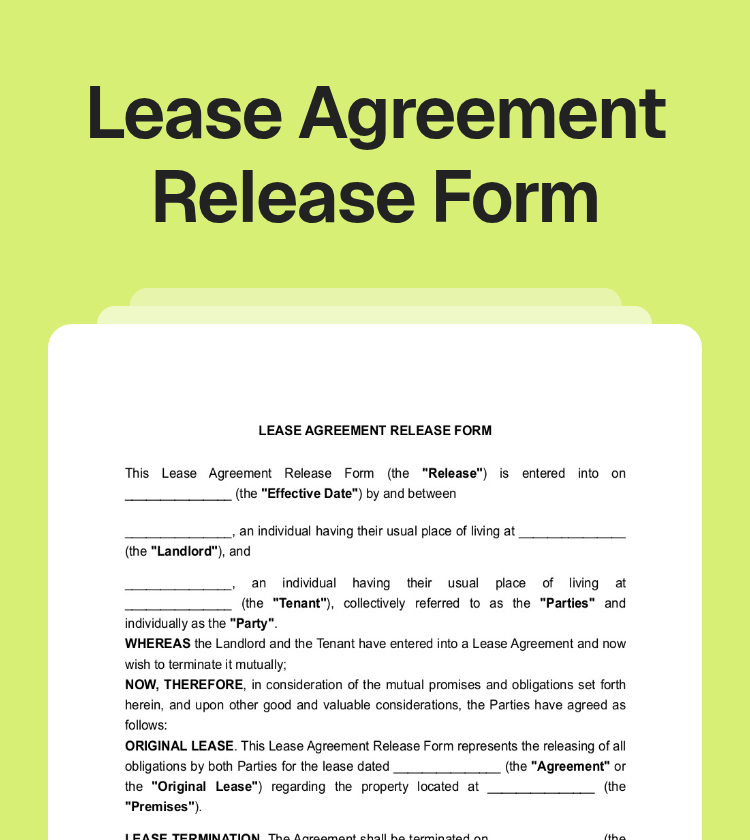 Lease Agreement Release Form Preview