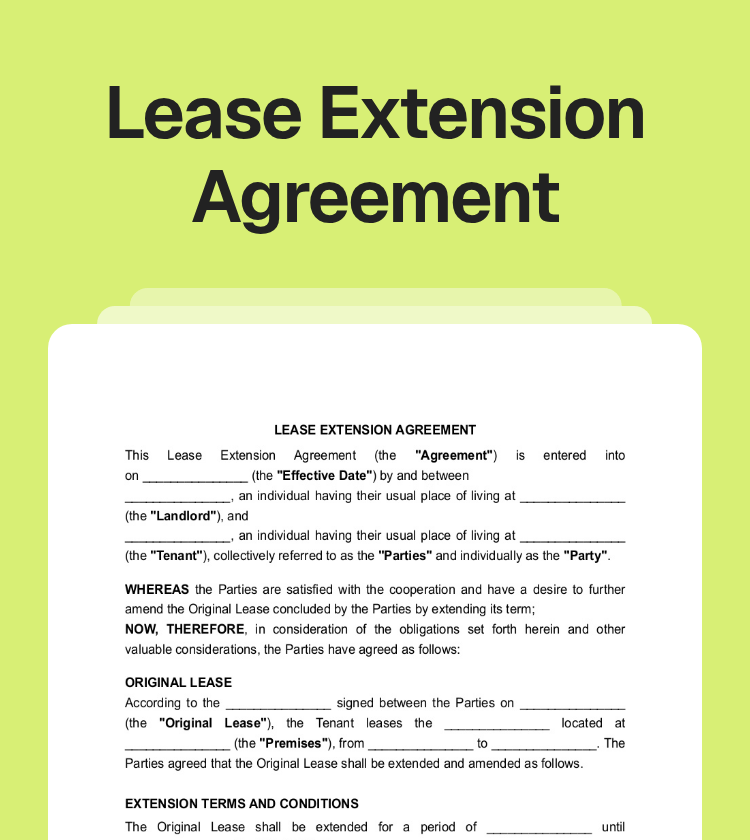 Lease Extension Agreement Preview